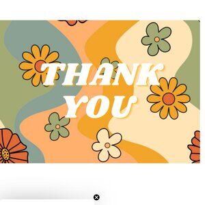 20 4x6 Retro Floral Insert Thank You Cards